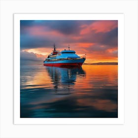 Sunset On A Ferry 28 Art Print