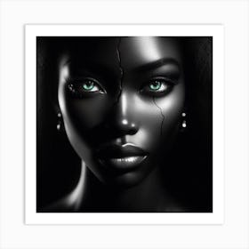 Black Woman With Green Eyes 37 Art Print