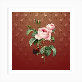 Vintage Provence Rose Botanical on Falu Red Pattern n.0386 Art Print