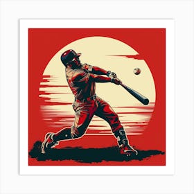 Baseball Player Swinging A Bat 2 Art Print