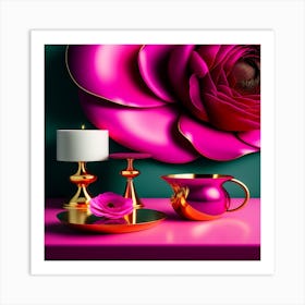 3d Rendering Of A Pink Flower Art Print