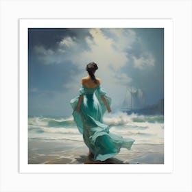 Woman On The Beach Art Print