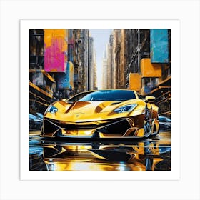 Golden Lamborghini 4 Art Print