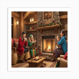 Christmas In The Cabin Art Print