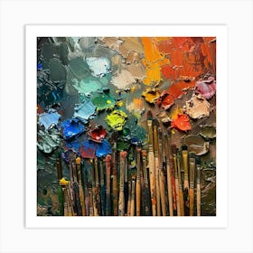 Oil Of Paint Brushes Art Print