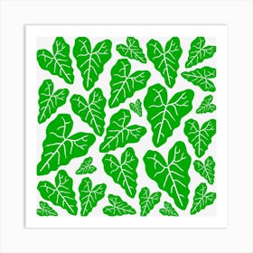 Green heart shaped leaves Pattern Art Print