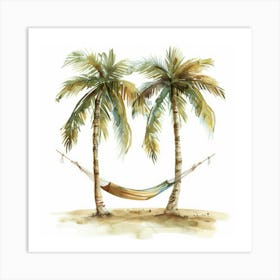 Palm Trees And Hammock 1 Art Print