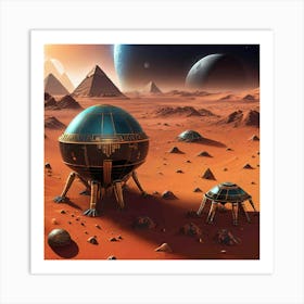 Spaceships On Mars Art Print