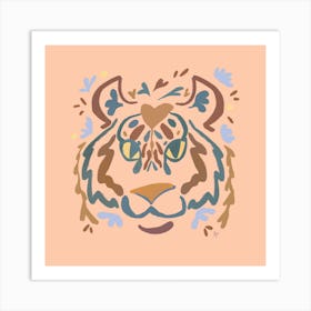 Wild Child Tiger Neutral Boho Square Art Print