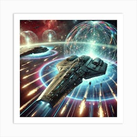 A Futuristic Sci Fi Scene Focusing On Guardian Class Cruisers Shields Art Print