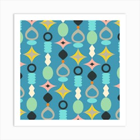 SUNCATCHERS Palm Springs Mid-Century Modern Style in Retro Multi-Colours on Blue Art Print