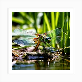 Nature Dragonfly Mating Couple Insect Sitting Duck Pond Lively Dvd Fauna Wild Animal Gras (14) Art Print