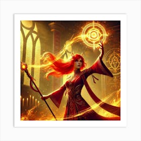 Seraphine Emberveil Divine Flames Art Print