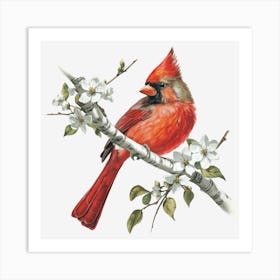 Bird Cardinal Wildlife Wild Fauna Nature Art Print