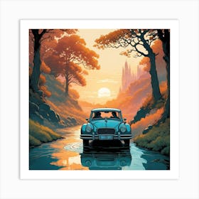 Car In A River Art Print