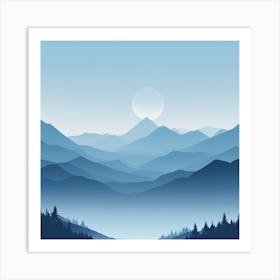 Misty mountains background in blue tone 64 Art Print