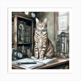 Treacle The Library Cat Art Print