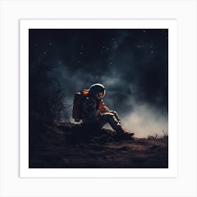 Astronaut Sitting On The Ground Art Print