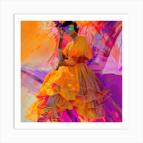 Woman In A Colorful Dress 1 Art Print