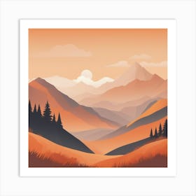 Misty mountains background in orange tone 70 Art Print