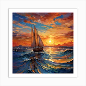 Sailboat At Sunset Art Print