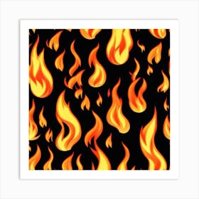 Flames On Black Background 64 Art Print