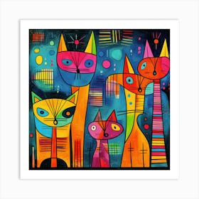 Cats On The Wall Art Print