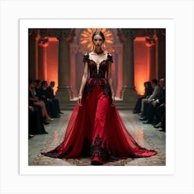 Woman In A Red Gown 1 Art Print