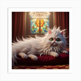 White Cat With Green Eyes Art Print