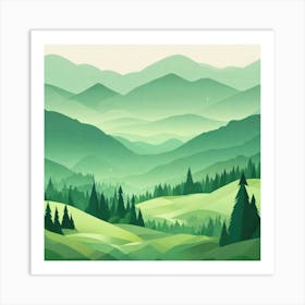 Misty mountains background in green tone 167 Art Print