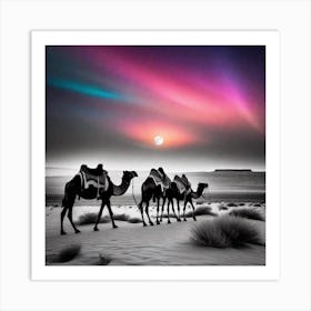 Camels In The Desert 2 Art Print