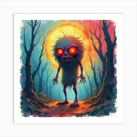 Horror Being In A Colorful Watercolor Nightmare, Creeping 1 Art Print