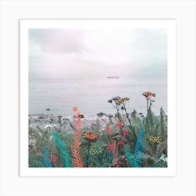 Flowers In The Beach Square Art Print