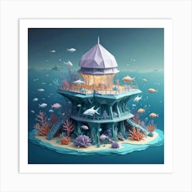 3d Illustration Of An Underwater Island Art Print