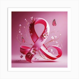 Women Breast Cancer Awareness background in Pink Ribbon international symbol for month October clipart and poster clipart and wall art 32 Art Print