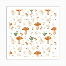 Cottagecore mushrooms Art Print