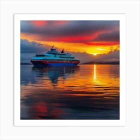 Sunset Cruise Ship 8 Art Print