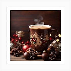 Christmas Cup Of Coffee Art Print