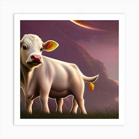 Cow In The Field Art Print