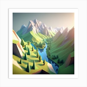 Low Poly Landscape 8 Art Print