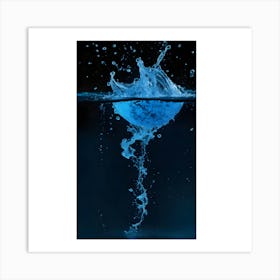 Blue Water Splash Art Print