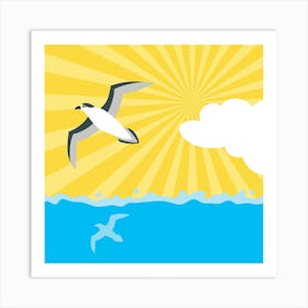 Sun Sea Clouds Gull The Shade Art Print