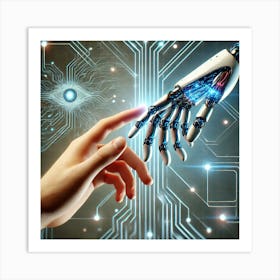 Human and AI Connection Wall Art: A Futuristic Representation of Machine Learning and Innovation for Modern Tech Decor Print Art Art Print