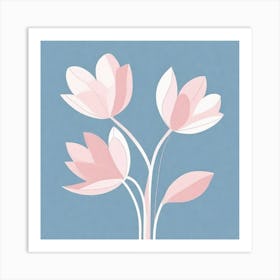 A White And Pink Flower In Minimalist Style Square Composition 485 Art Print