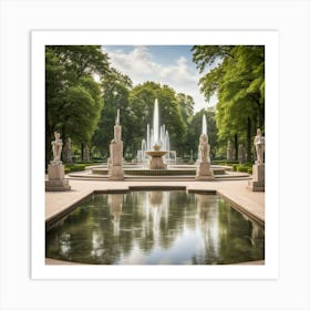 Fountain In A Park Art Print