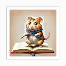 Hamster On A Book 3 Art Print