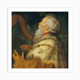 Man Playing The Harp Art Print