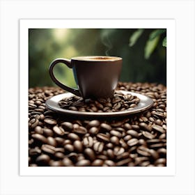 Coffee Cup On Coffee Beans 14 Art Print