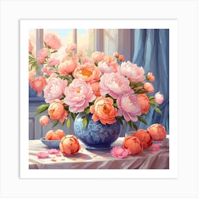 Peonies In A Vase Art Print