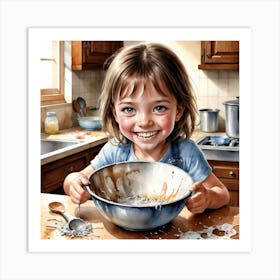 Little Girl In Kitchen Art Print